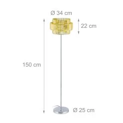 Stehlampe Gold/ Silber - (H)150 X Ø 34 Cm -Relaxdays relaxdays stehlampe gold silber h 150 x o 34 cm 3