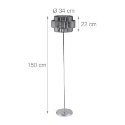 Stehlampe Grau/ Silber - (H)150 X Ø 34 Cm -Relaxdays relaxdays stehlampe grau silber h 150 x o 34 cm 3
