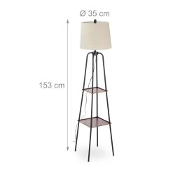 Stehlampe In Beige/ Schwarz - (H)153 X Ø 35 Cm -Relaxdays relaxdays stehlampe in beige schwarz h 153 x o 35 cm 3