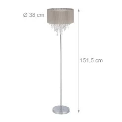 Stehlampe In Grau/Silber - (H)151,5 X Ø 38 Cm -Relaxdays relaxdays stehlampe in grau silber h 151 5 x o 38 cm 3