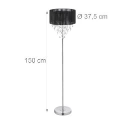 Stehlampe In Schwarz/ Silber - (H)150 X Ø 37,5 Cm -Relaxdays relaxdays stehlampe in schwarz silber h 150 x o 37 5 cm 3
