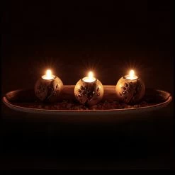 Teelichthalter Set In Braun -Relaxdays relaxdays teelichthalter set in braun 5