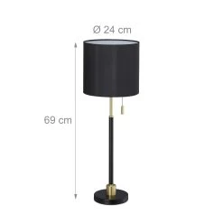 Tischlampe In Schwarz/Gold - (H)69 Cm -Relaxdays relaxdays tischlampe in schwarz gold h 69 cm 3