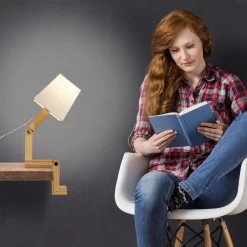 Tischlampe Roboter In Natur - (B)18 X (H)42 X (T)32 Cm -Relaxdays relaxdays tischlampe roboter in natur b 18 x h 42 x t 32 cm 5