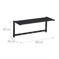 Wandgarderobe In Schwarz - (B)65 X (H)28 X (T)25 Cm -Relaxdays relaxdays wandgarderobe in schwarz b 65 x h 28 x t 25 cm 3