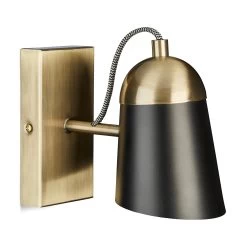 Wandleuchte In Messing/Schwarz - (B)10 X (H)15 X (T)20 Cm