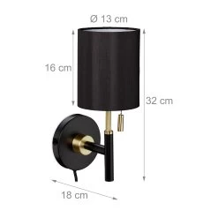 Wandleuchte In Schwarz/Gold -Relaxdays relaxdays wandleuchte in schwarz gold 3