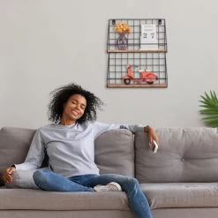 Wandregal In Schwarz/ Braun - (B)35 X (H)41 X (T)16 Cm -Relaxdays relaxdays wandregal in schwarz braun b 35 x h 41 x t 16 cm 2