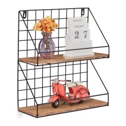 Wandregal In Schwarz/ Braun - (B)35 X (H)41 X (T)16 Cm -Relaxdays relaxdays wandregal in schwarz braun b 35 x h 41 x t 16 cm 7