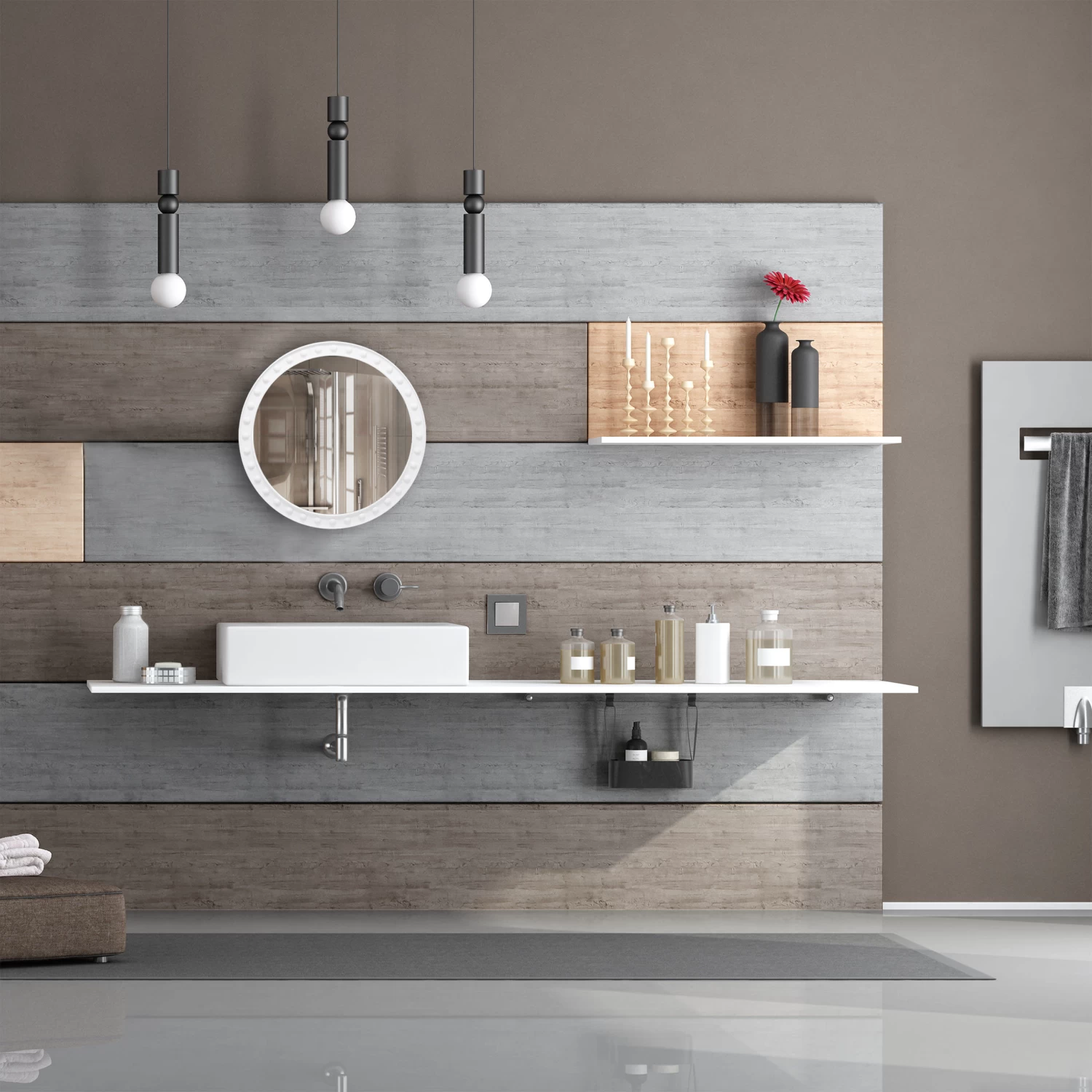 Wandspiegel In Weiß - Ø 50,5 Cm 2 Wandspiegel In Weiß - Ø 50,5 Cm – Bild 2