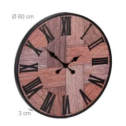 Wanduhr In Schwarz/ Braun - Ø 60 Cm -Relaxdays relaxdays wanduhr in schwarz braun o 60 cm 3