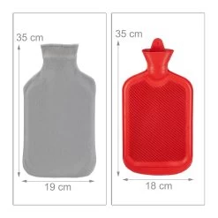 Wärmflasche Mit Bezug In Grau/Rot - 1,5 L -Relaxdays relaxdays warmflasche mit bezug in grau rot 1 5 l 3